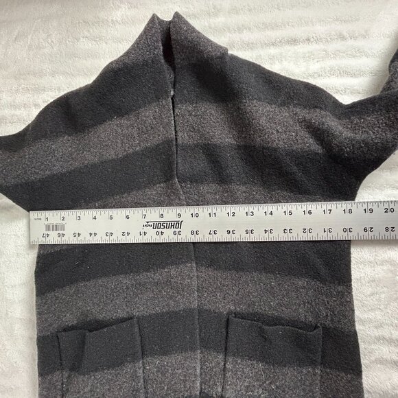 Eileen Fisher Womens Merino Wool Cardigan Small Black Striped 3/4 Sleeve Sweater - Picture 6 of 7